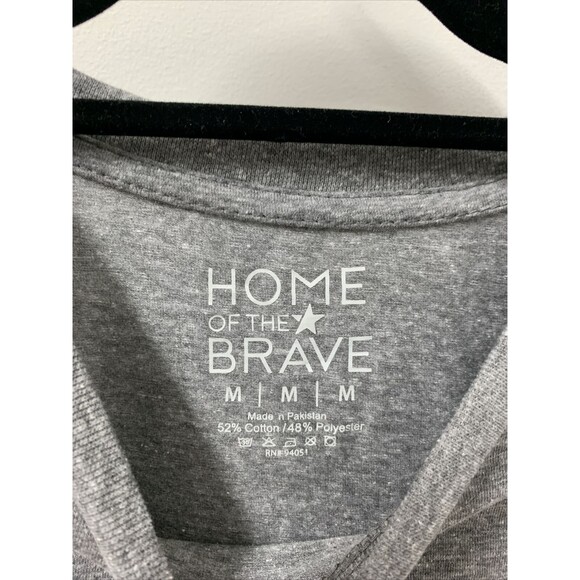 Home Of The Brave Womens T-shirt AMERICA Red White Blue Heather Gray Sz Medium - Picture 3 of 8